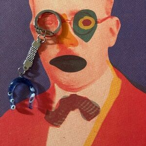 Cute silver and blue keychain